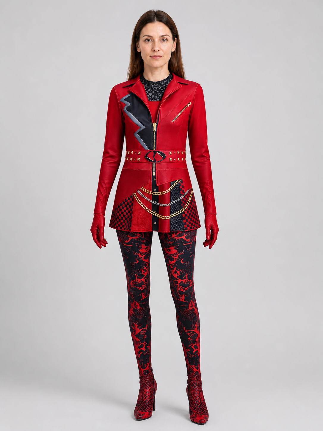 Red Cosplay Jumpsuit from Descendants 5, Red and Black Costumes detail 3