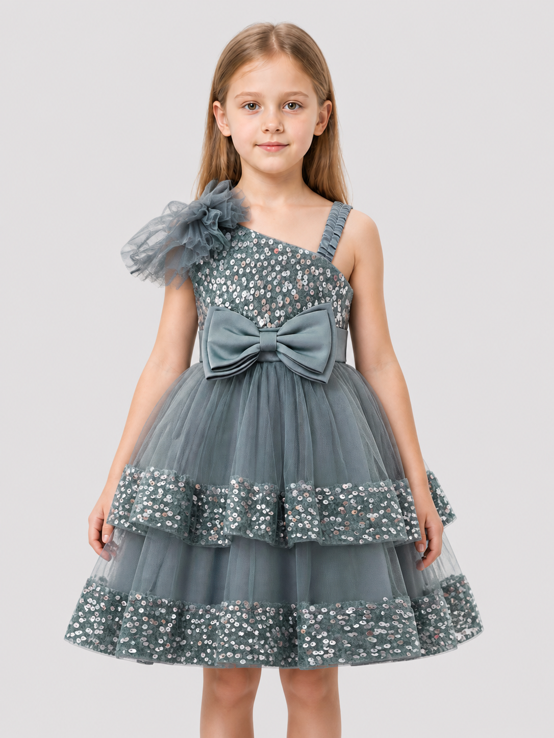 Festive Sequin and Bow Dress, Gray Costume Dresses detail 3