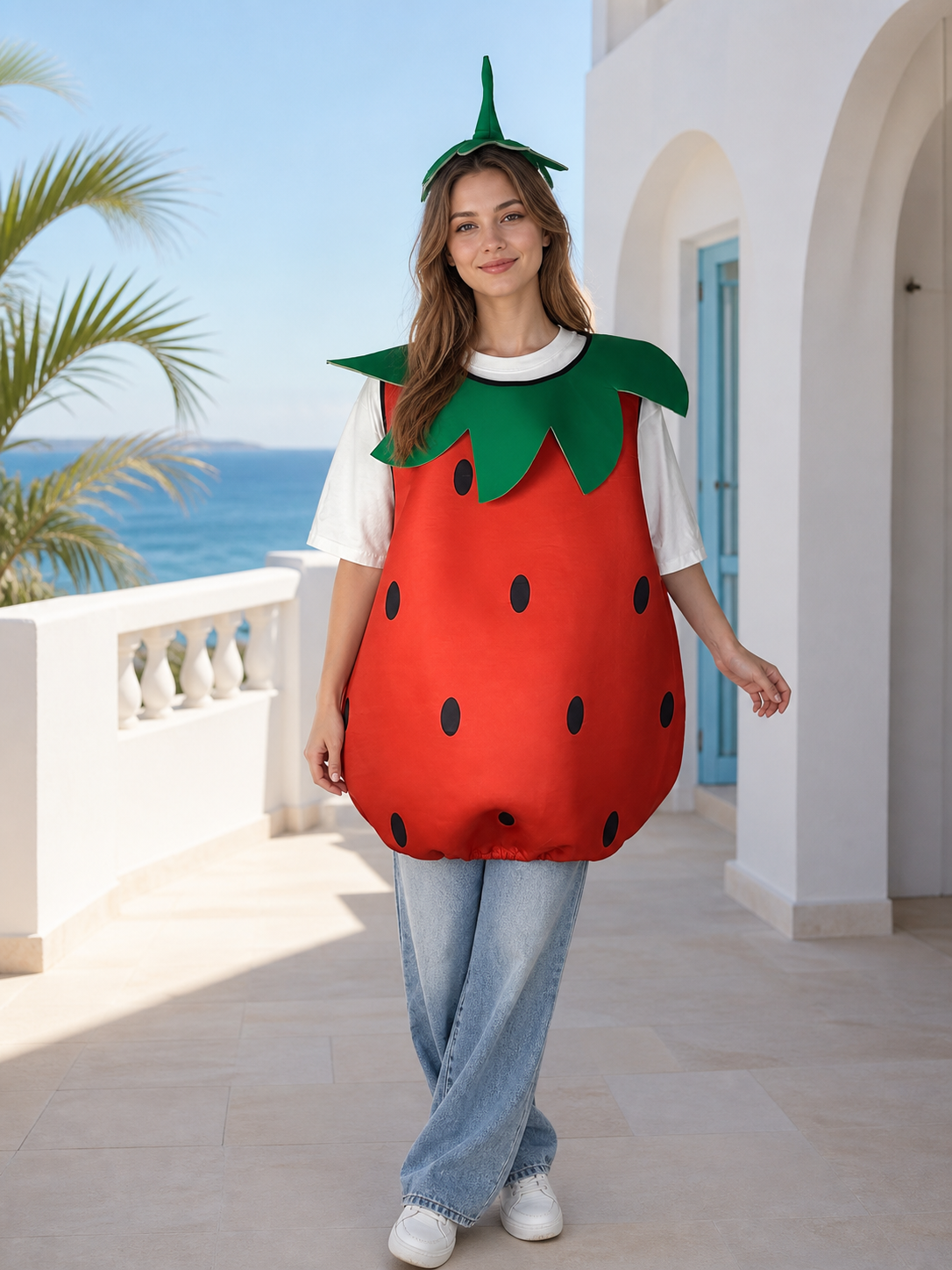 Adult Strawberry Costume with Mask