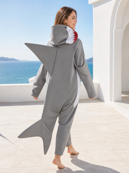 Adult Shark Jumpsuit Costume with Hood