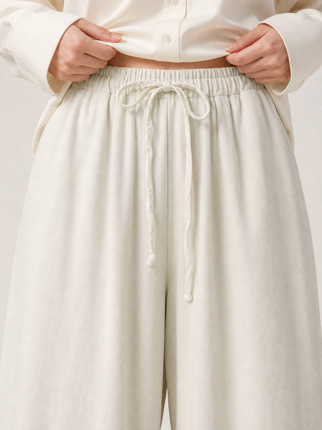 High-Waisted Wide-Leg Drawstring Pants