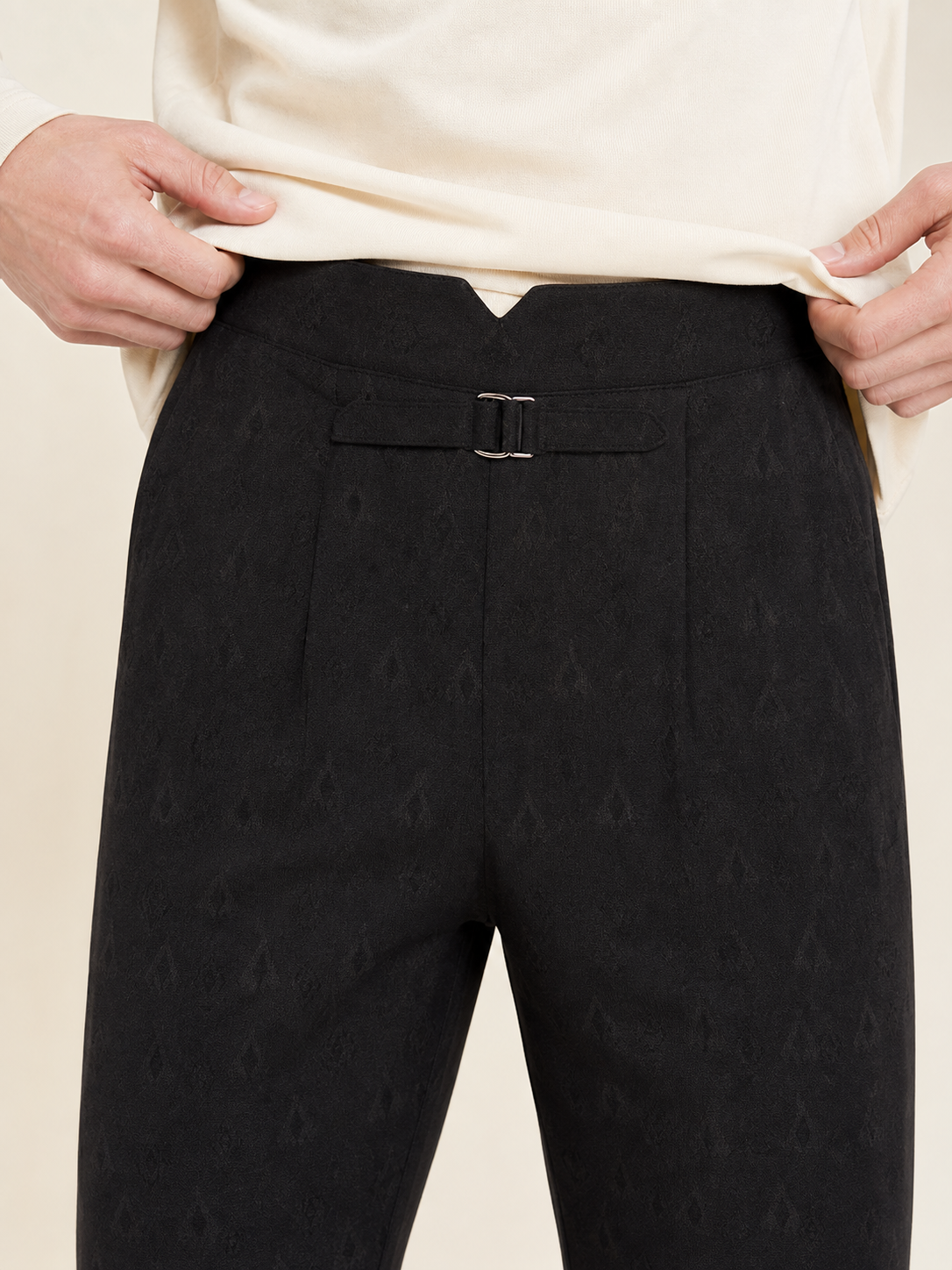 Straight-Leg Pants with Jacquard Pattern