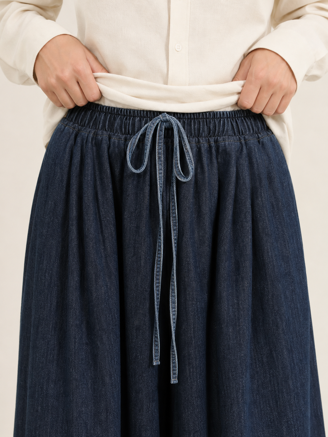 Dark Blue High-Waisted Wide-Leg Jeans