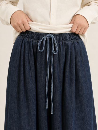 Dark Blue High-Waisted Wide-Leg Jeans