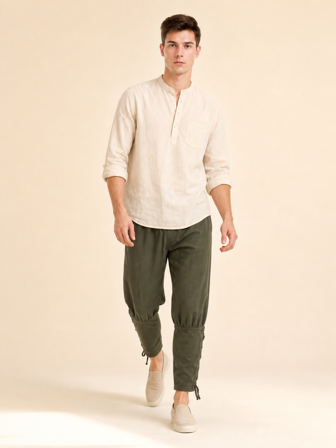 Men's Loose-Fit Pants with Drawstrings