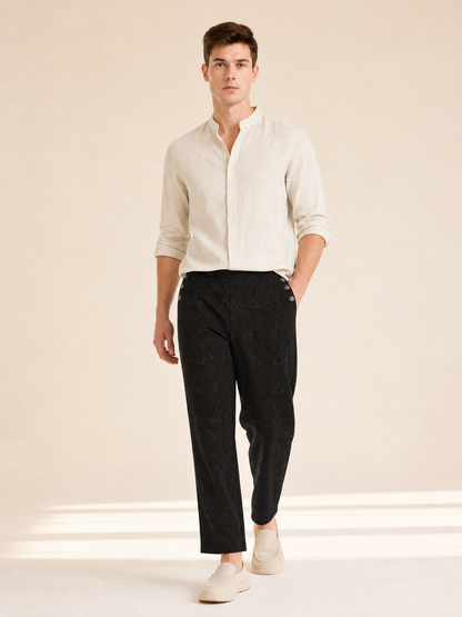 Straight-Leg Pants with Jacquard Pattern
