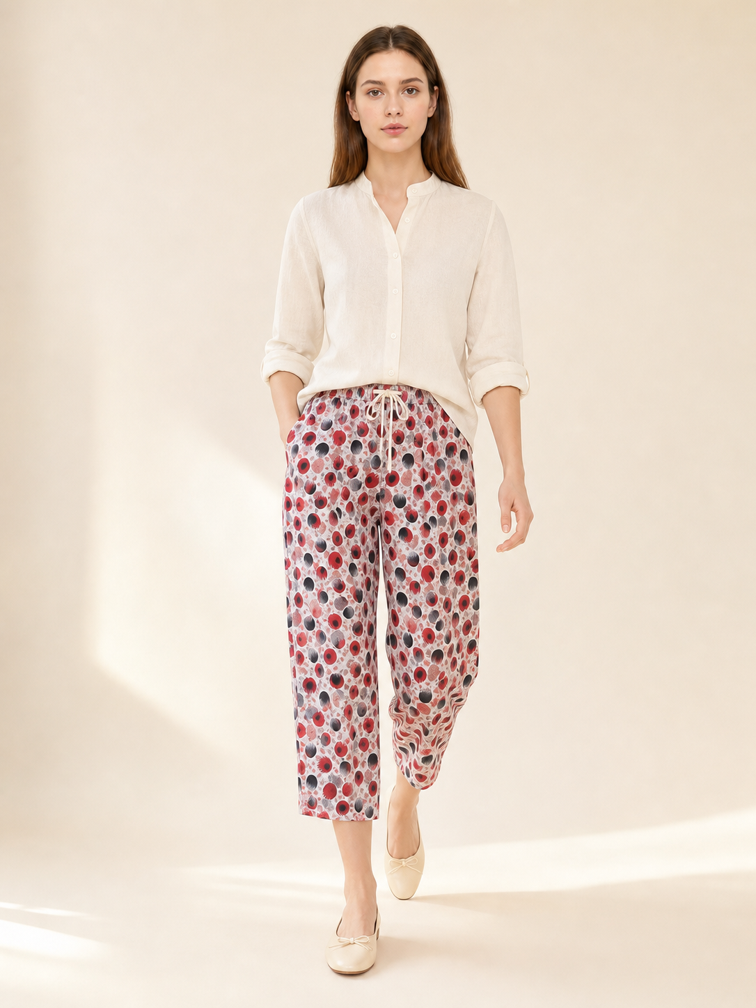 Women's printed set, T-shirt and long pants