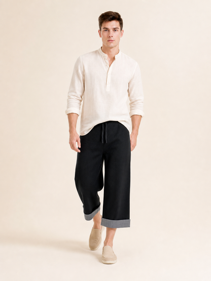 Layered long-sleeve top with contrast trim