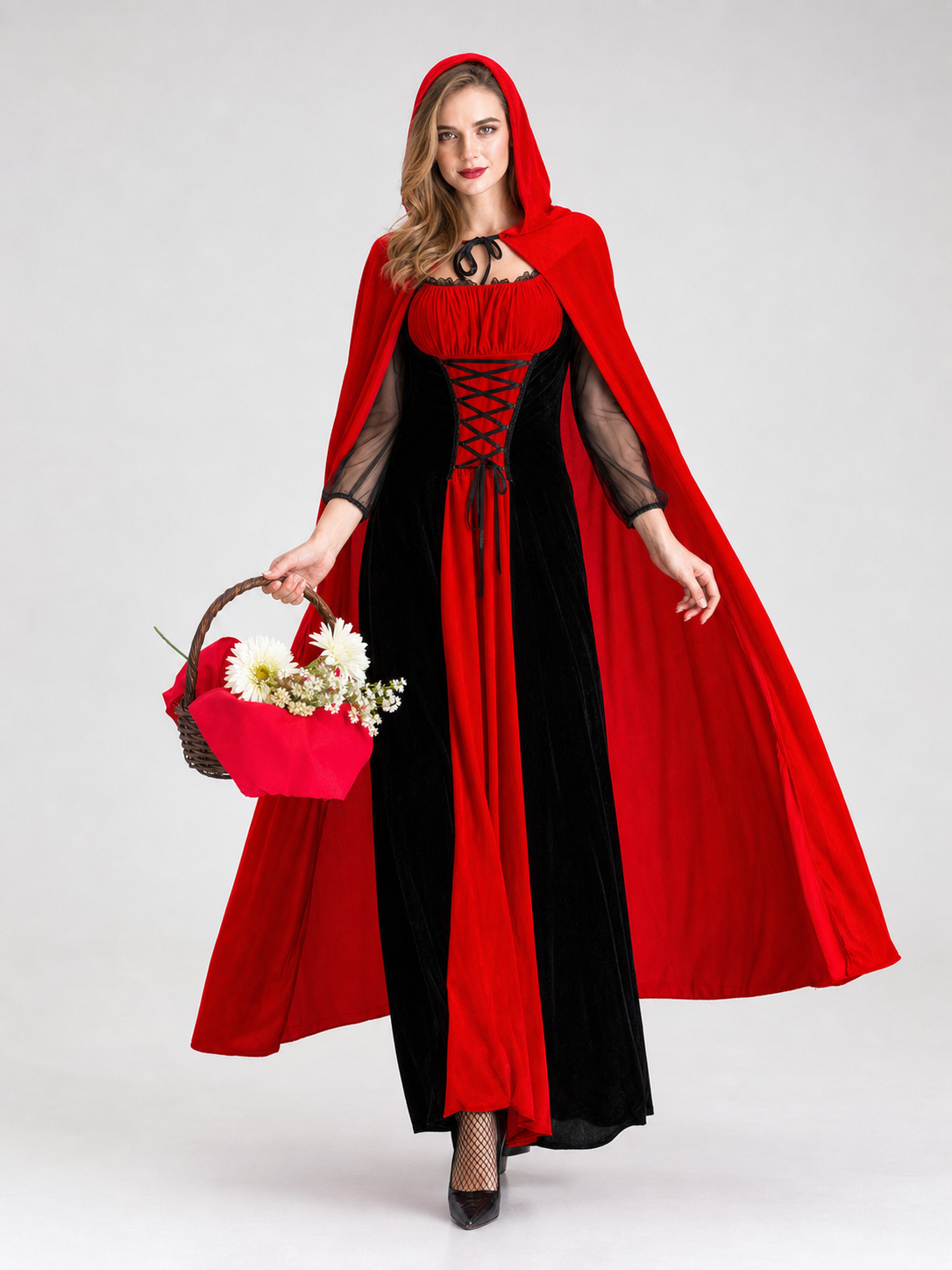 Little Red Riding Hood Costume with Hooded Cape and Dress