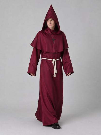 Halloween Hooded Wizard Robe with Belt