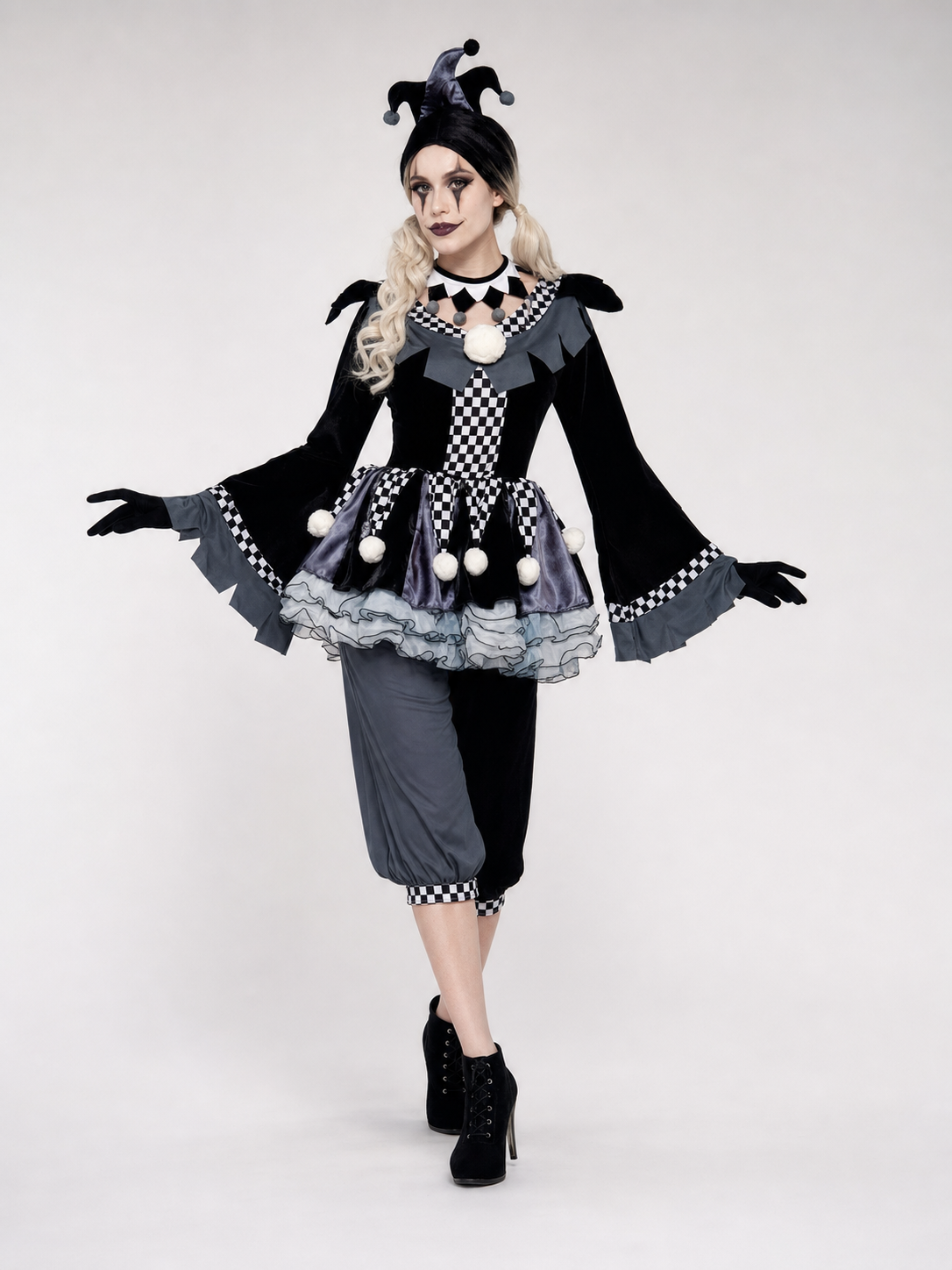Gothic-Style Clown Costume for Halloween