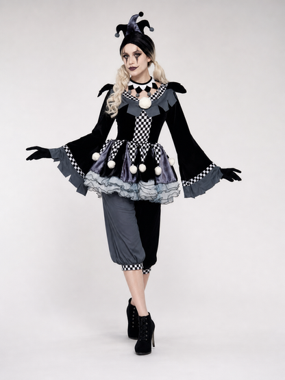 Gothic-Style Clown Costume for Halloween