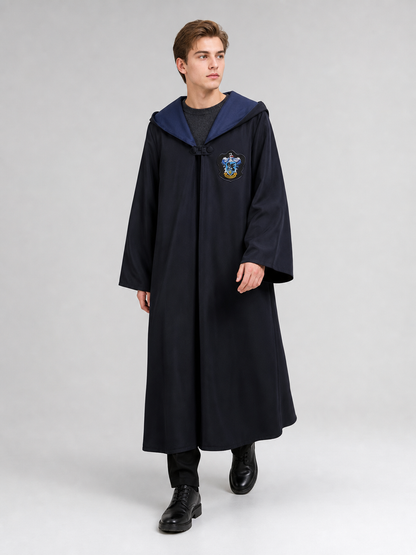 Long Hooded Wizard Robe with Emblem Patch