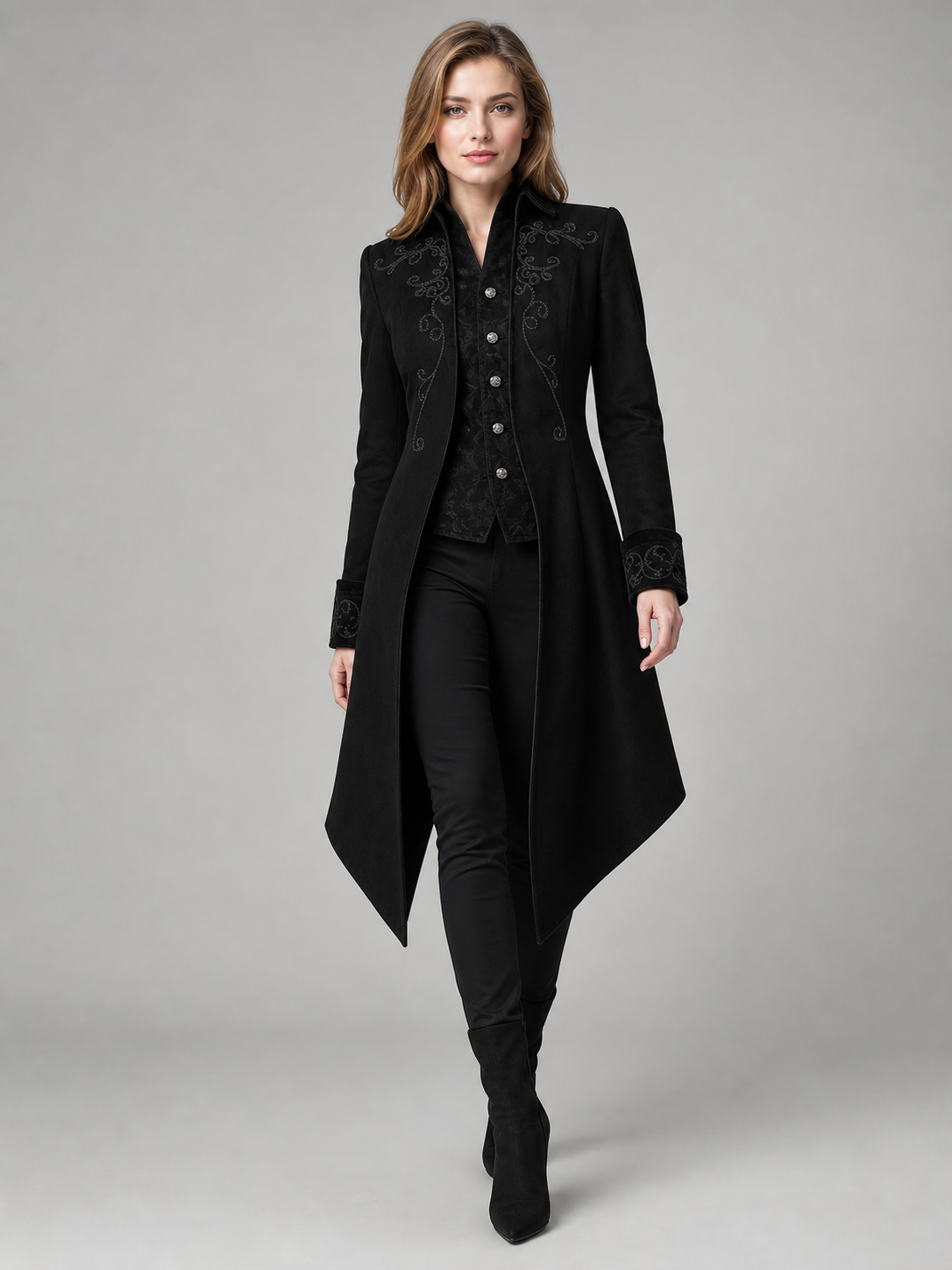 Carnival Gothic Frock Coat with Embroidery