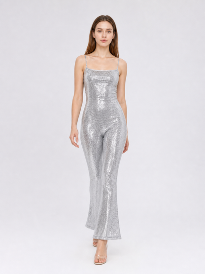 Silver Barbie Sequin Stage Jumpsuit