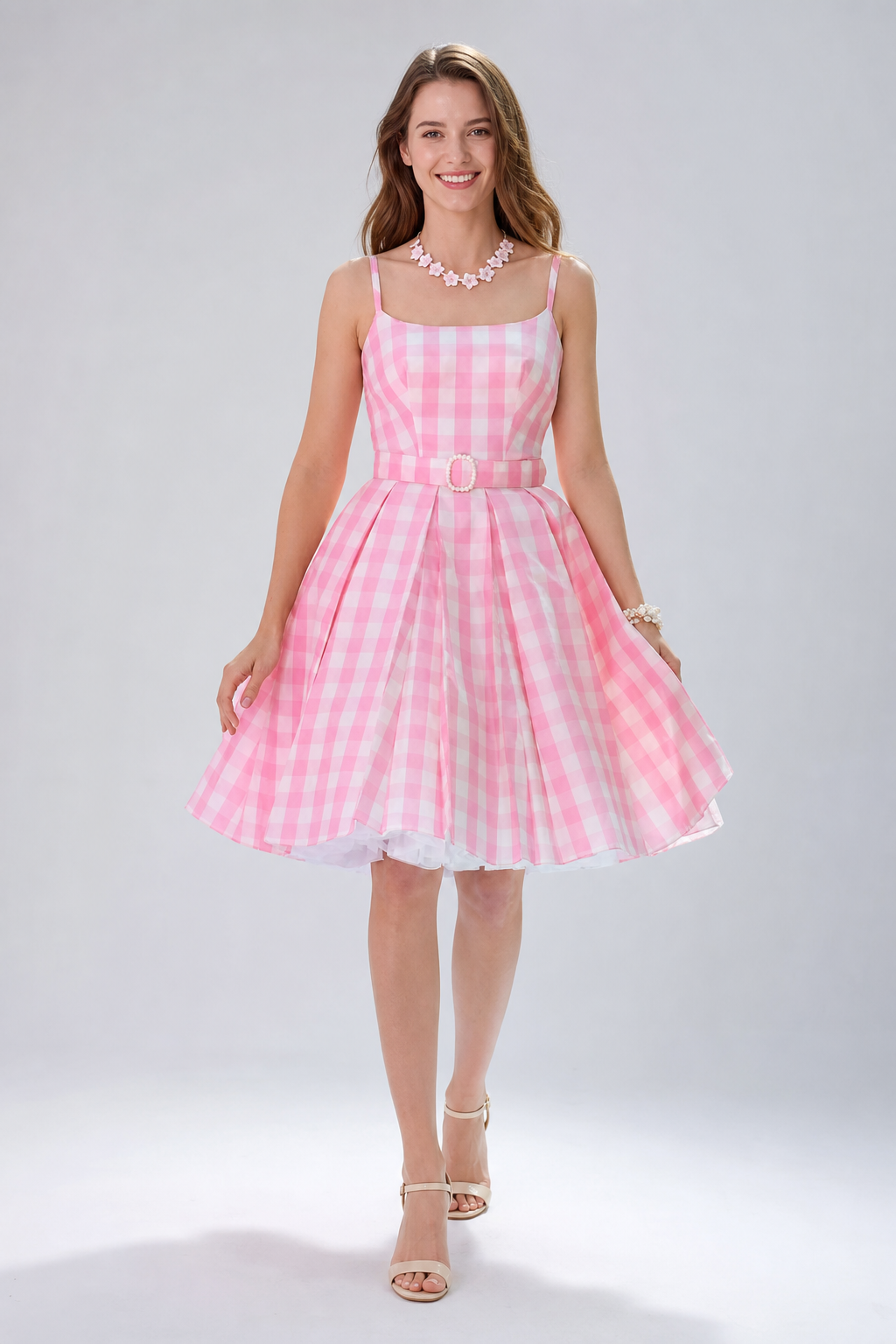 Barbie-Style Cosplay Dress, Pink Gingham