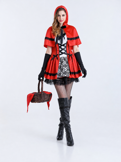 Little Red Riding Hood Costume with Hood and Gloves