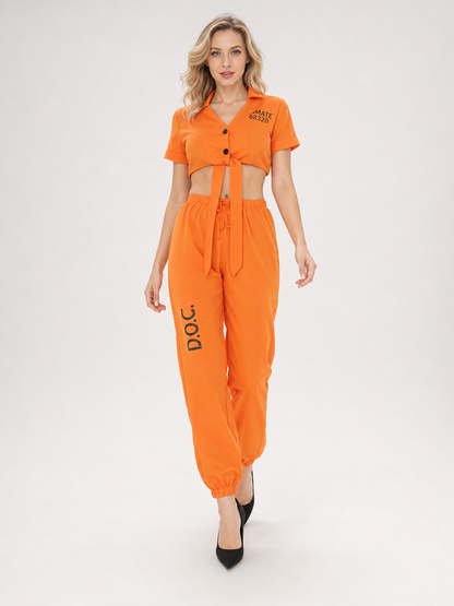 Halloween costume, orange printed set