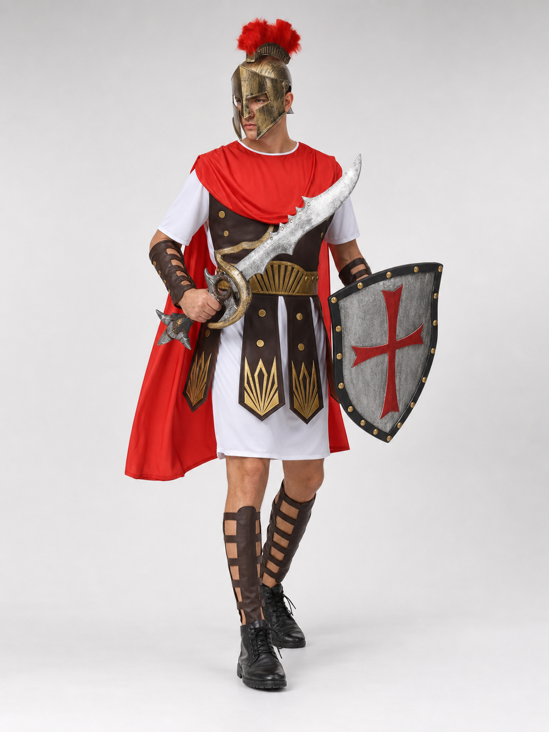 Roman warrior costume with shield and sword for cosplay