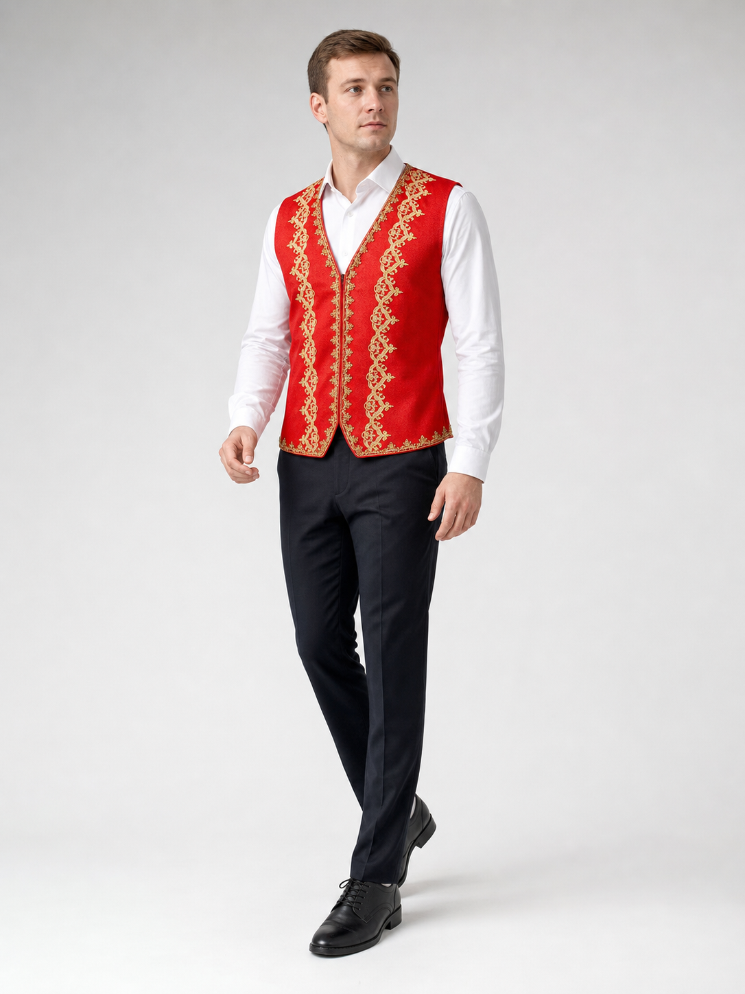 Embroidered Carnival Vest for Halloween, Red