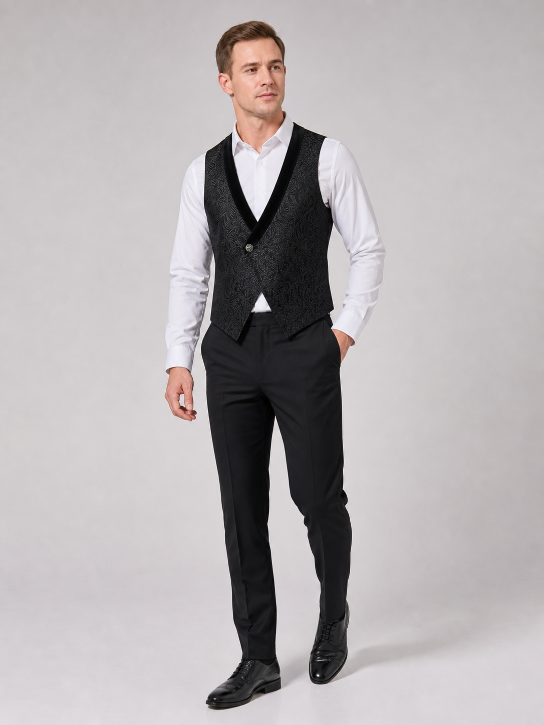 Black Jacquard Vest for Halloween