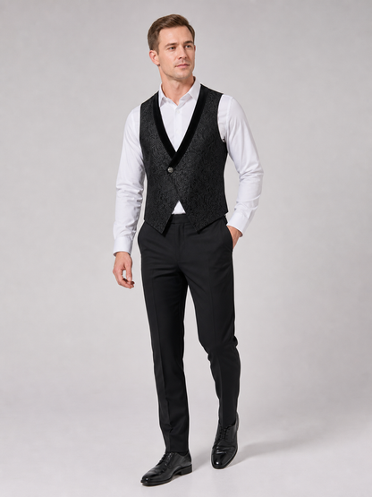 Black Jacquard Vest for Halloween