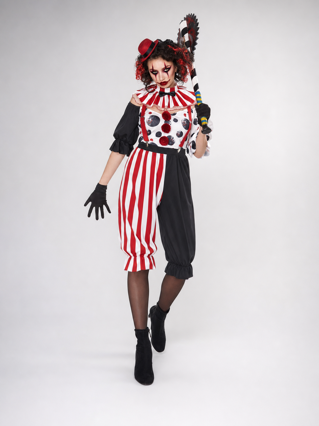 Halloween Clown Costume with Collar and Gloves