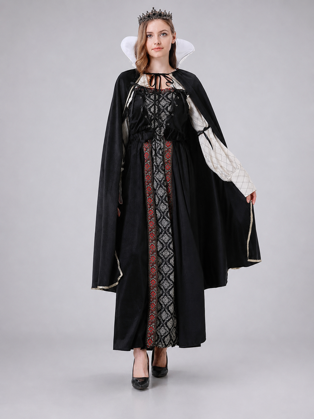 Queen Costume Dress with Cape and Crown