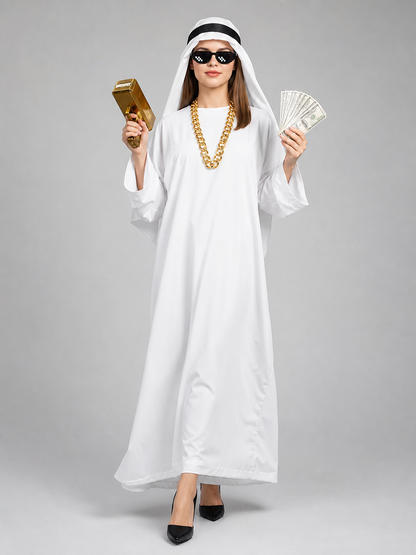 Arabian-style carnival costume with robe and accessories