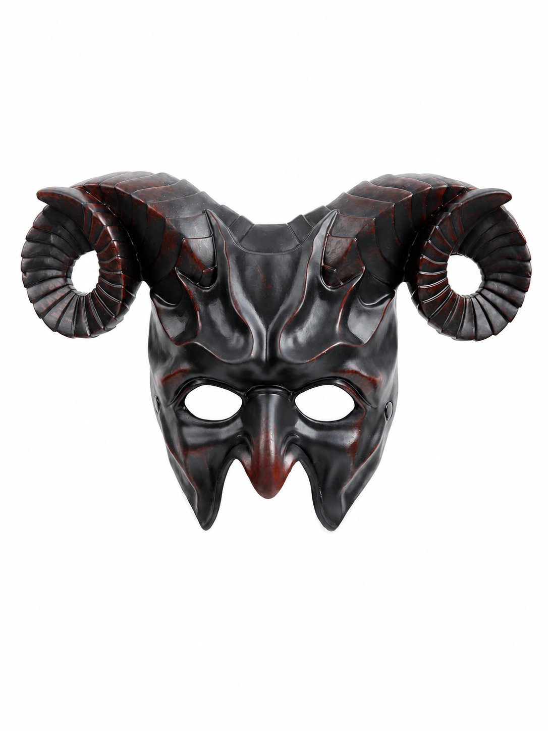 1pc Halloween Horned Demon Mask, Full Face with Curled Horns for Cosplay Parties