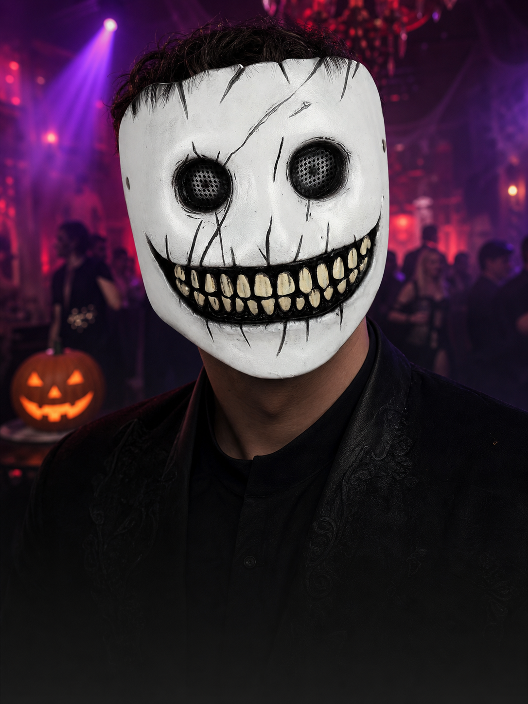 1pc Halloween Grinning Full-Face Foam Mask with Wide Toothy Smile for Cosplay Party