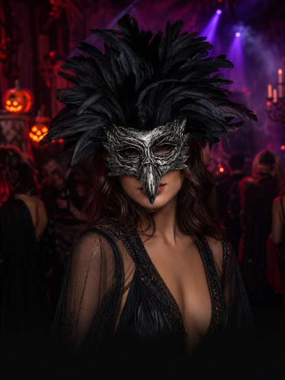 Carnival Eagle Mask with Black Feathers