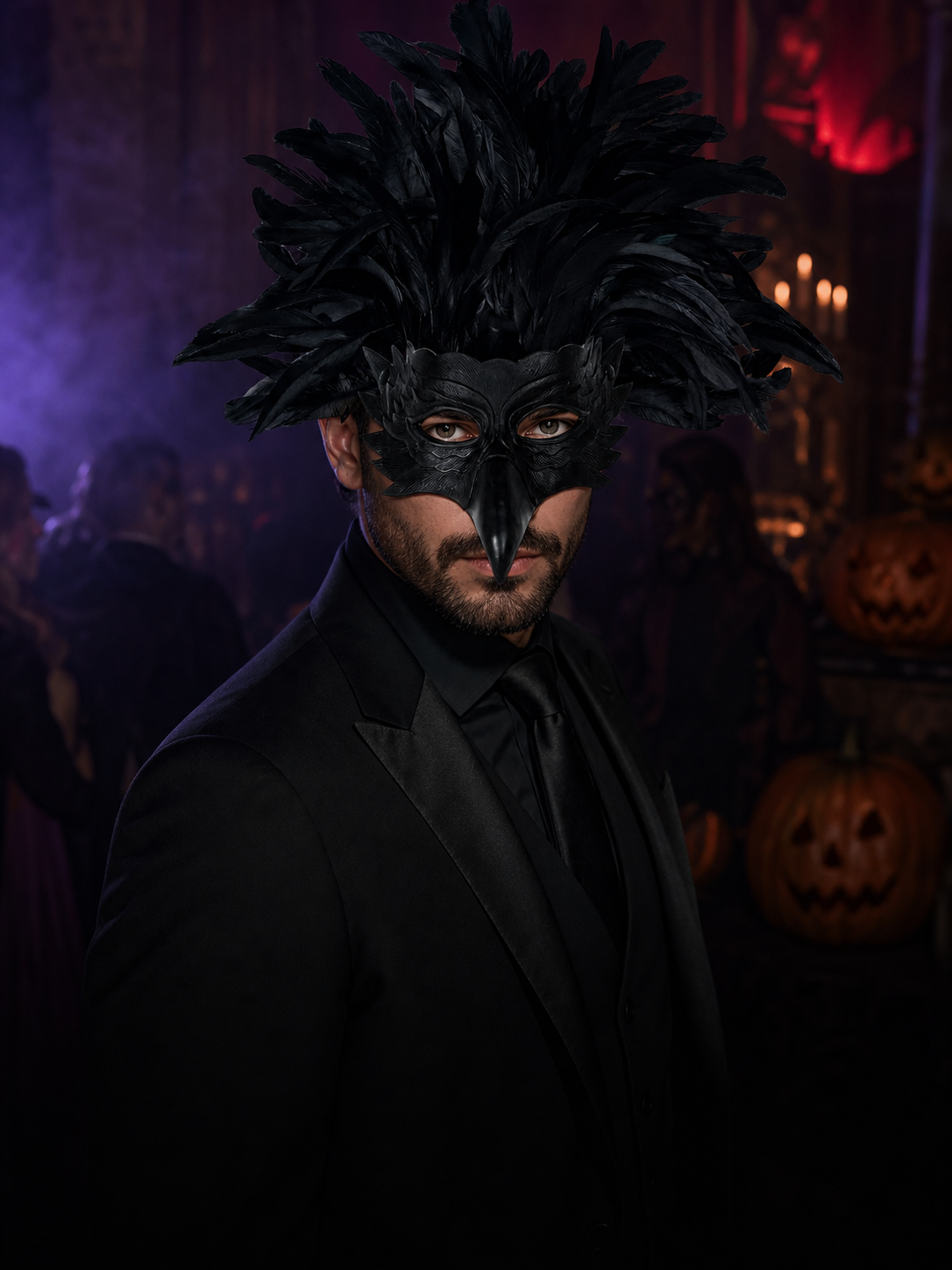 Eagle Mask with Feathers for Masquerade and Photoshoot