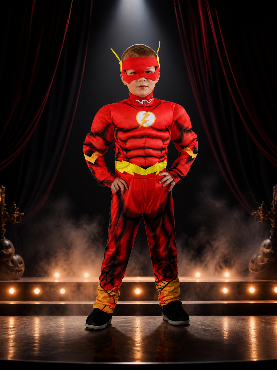 Children's Iron Man Character Bodysuit Costume With Mask, Red Yellow And Black Costume Masks detail 3