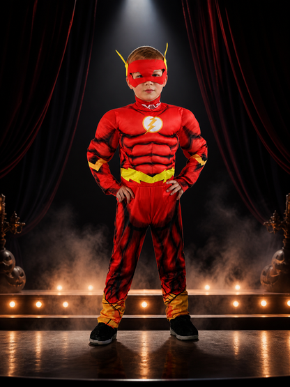 Children's Iron Man Character Bodysuit Costume With Mask, Red Yellow And Black Costume Masks detail 3