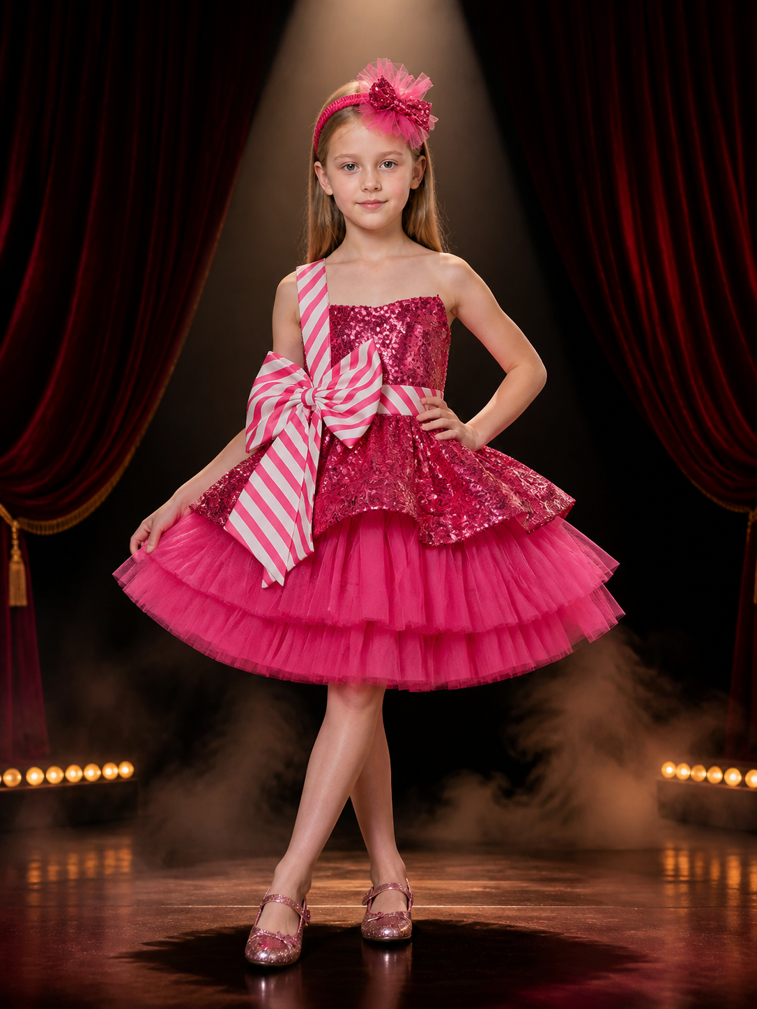 Girls' Christmas Sequin Tutu Dress Costume Set With Headband Costume Dresses detail 3