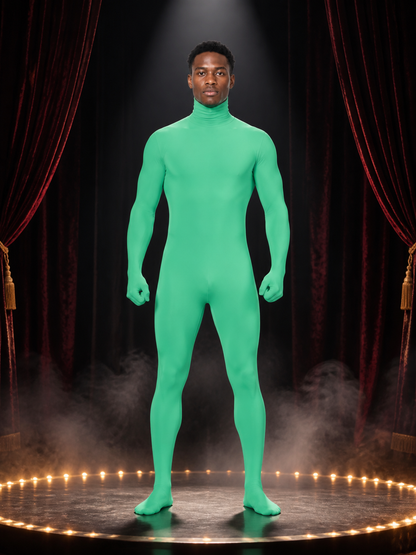 Kids Fluorescent Green Zentai Jumpsuit Costume, Hooded Full-Body Halloween Costumes detail 3