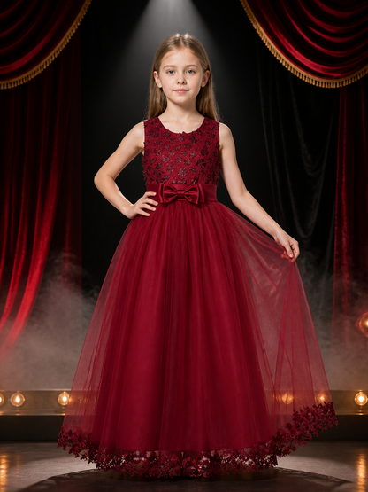 Red Princess Formal Dress, Sleeveless Lace Bodice, Layered Tulle Skirt Costume Dresses detail 3
