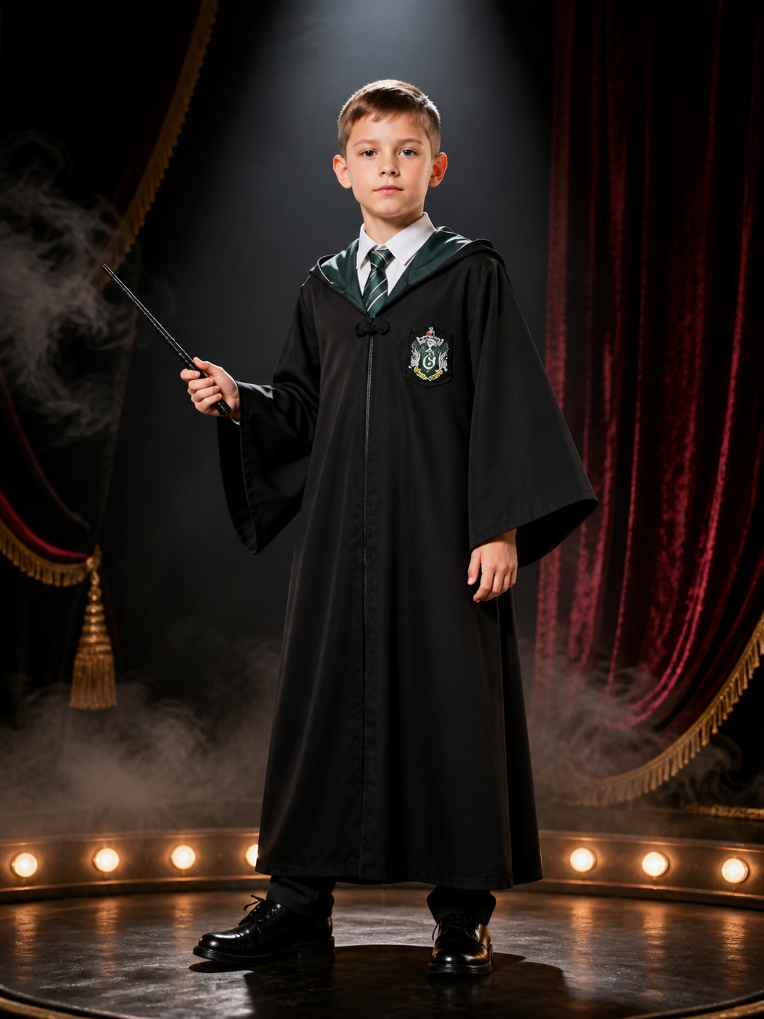 Slytherin Wizard Costume with Robe and Tie for Cosplay Costumes detail 3