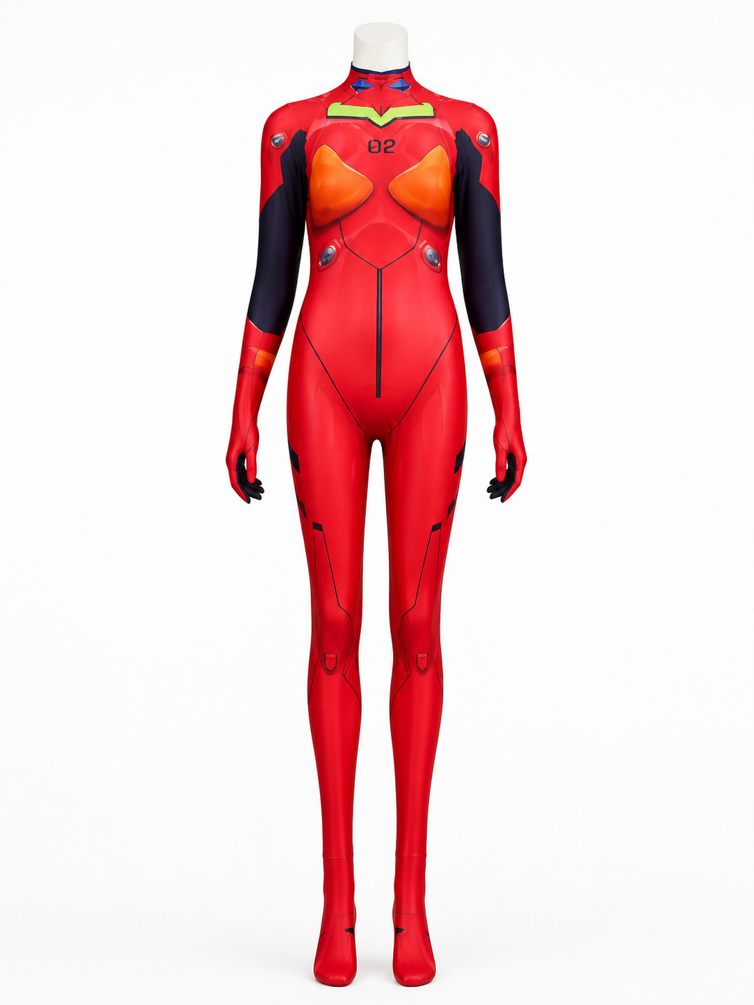 EVA-Style Red, Orange And Black Full-Body Bodysuit Cosplay Costume Costumes detail 3