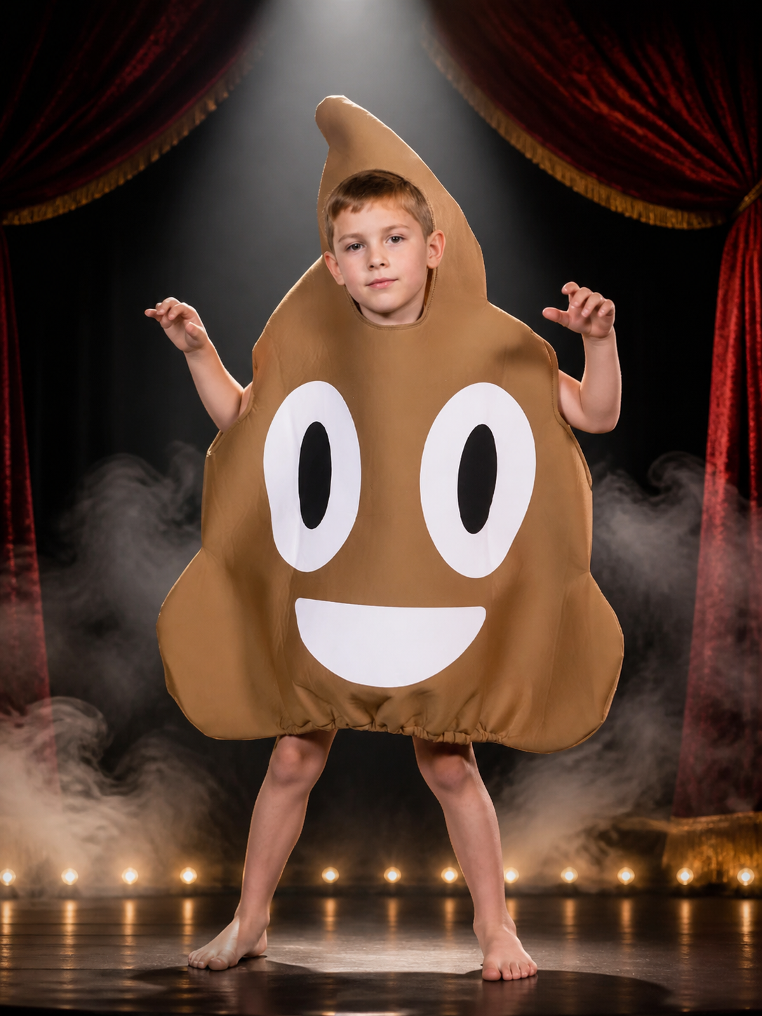 Funny Brown Poop Character One-Piece Costume with Cartoon Face Design Costumes detail 3