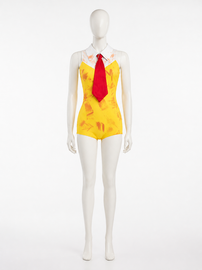 Harley Quinn Halloween Costume Set - Sleeveless Printed Bodysuit with Tie Costumes detail 3