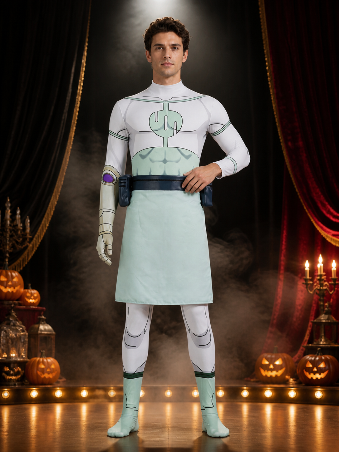 Invincible Conquest Cosplay Bodysuit Costume with Waist Bag & Wrap Halloween Costumes detail 3