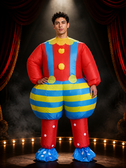 Red Blue Yellow Striped Clown Inflatable Bodysuit Costume Costumes detail 3