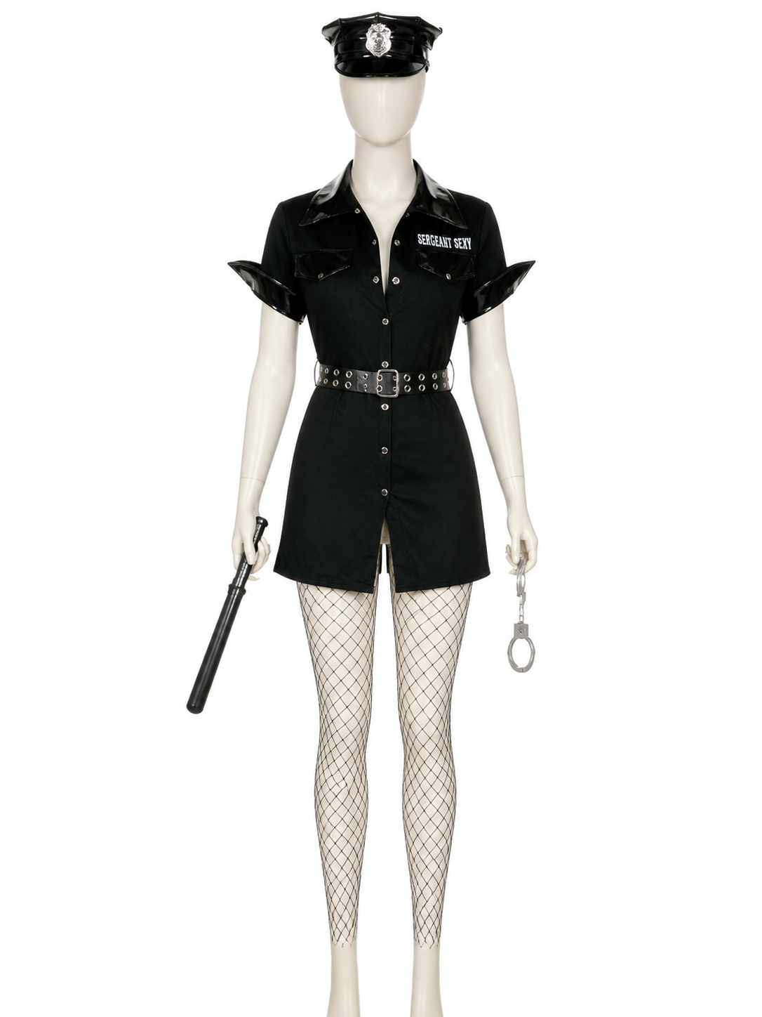 Women's Police Officer Costume Set with Hat, Belt, Handcuffs and Baton Costume Headwear detail 2