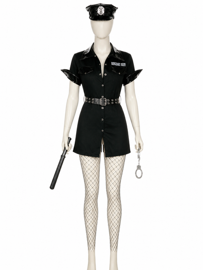 Women's Police Officer Costume Set with Hat, Belt, Handcuffs and Baton Costume Headwear detail 2