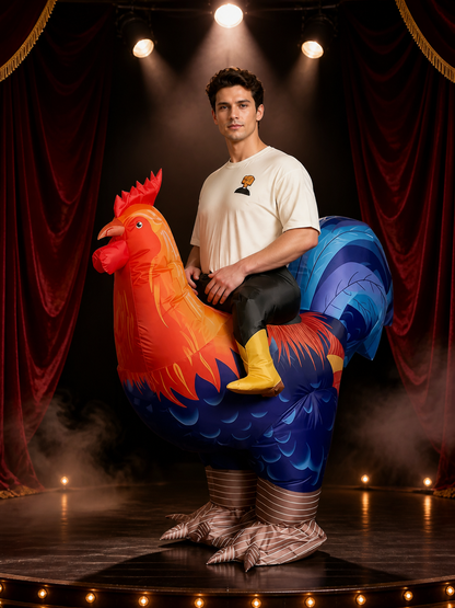 Adult Rooster Costume With Large Tail And Red Comb, Feather Texture Halloween Costumes detail 3