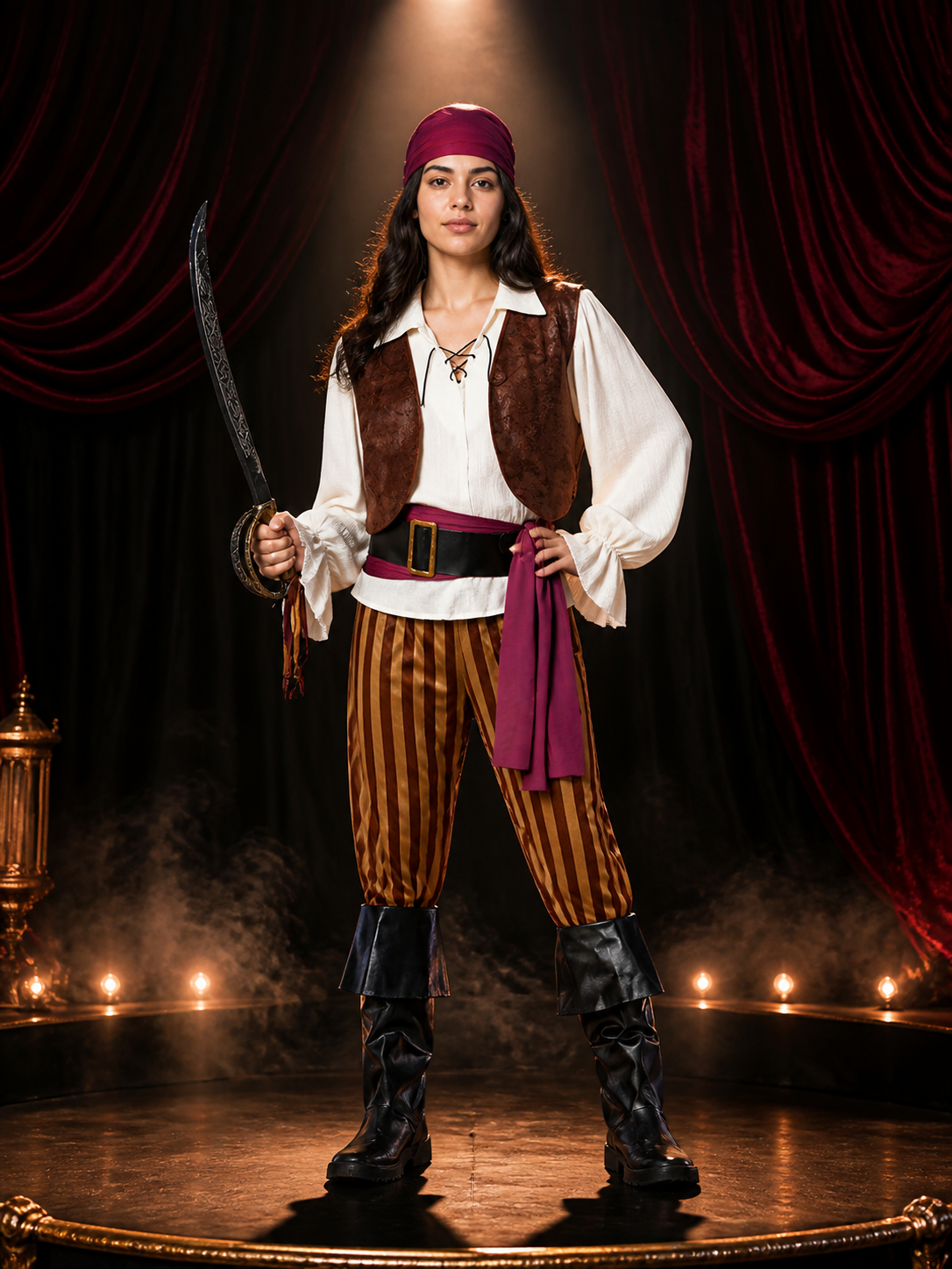 6-Piece Retro Pirate Costume for Halloween and Cosplay Costumes detail 3