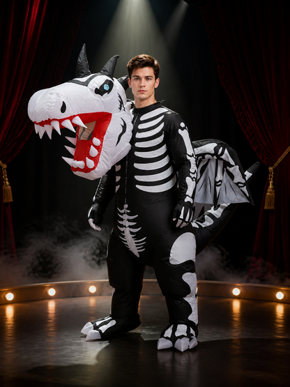 Adult Dragon Skeleton Costume Jumpsuit with Wings and Tail Costumes detail 3