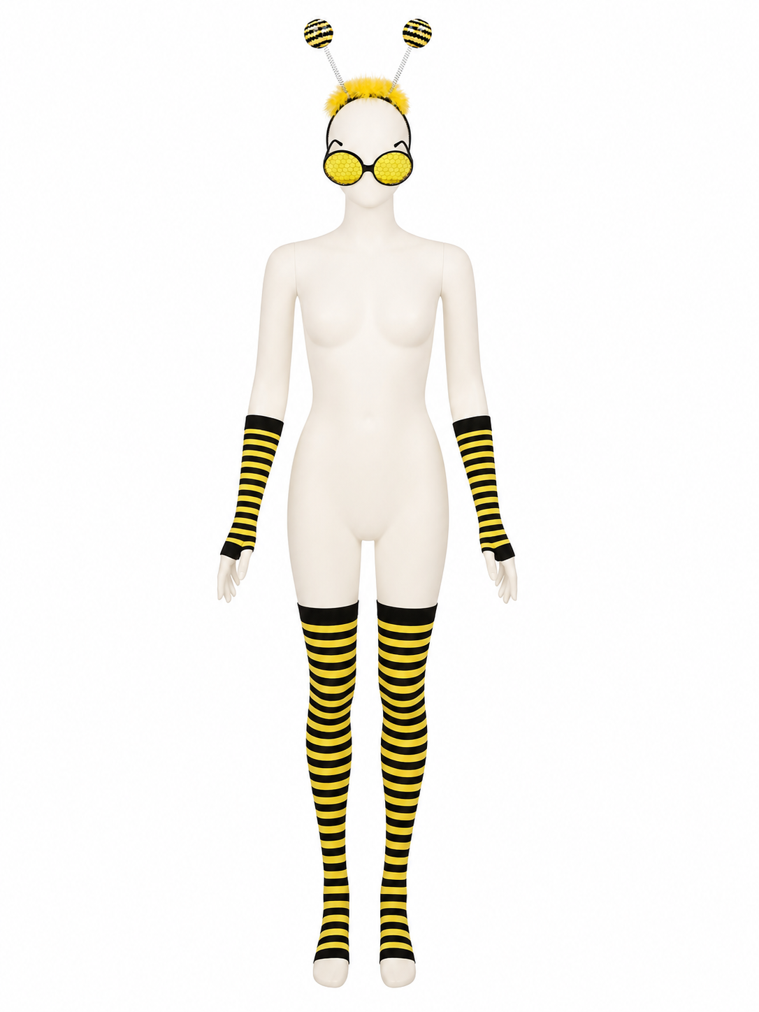 Bee Costume Accessories Set - Black Yellow Striped Headband, Glasses, Gloves & Costume Headwear detail 3